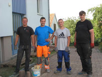 Die Mitarbeiter der Firma Erdbau Müller, Poppenhausen nach getaner Arbeit